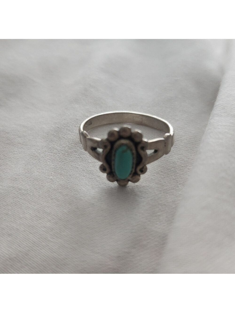 Vtg Bell Trading Post Navajo Sterling Silver 0.35 Ct Natural Blue Candelaria